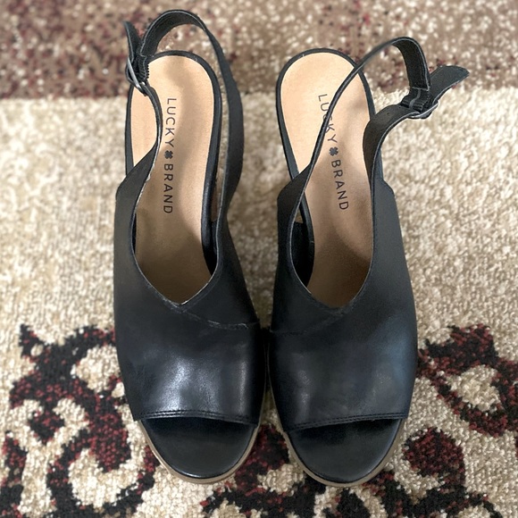 Lucky brand leather peep toe shoes - Picture 1 of 8
